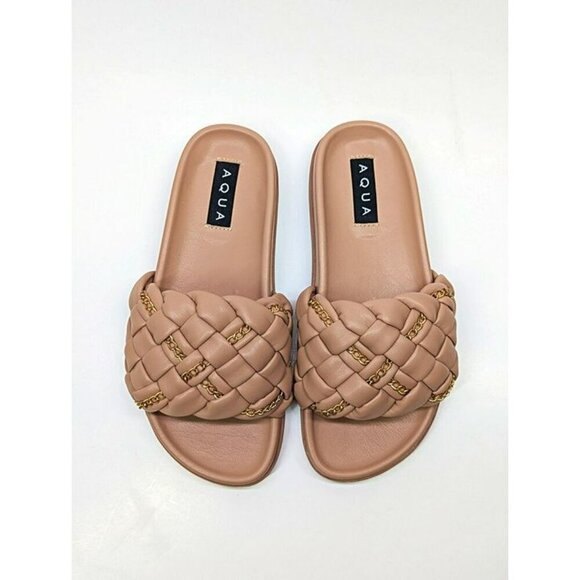 Aqua Women's Sofia Nude Woven Slide Sandals Size 6 (MSRP $108) - Picture 2 of 7